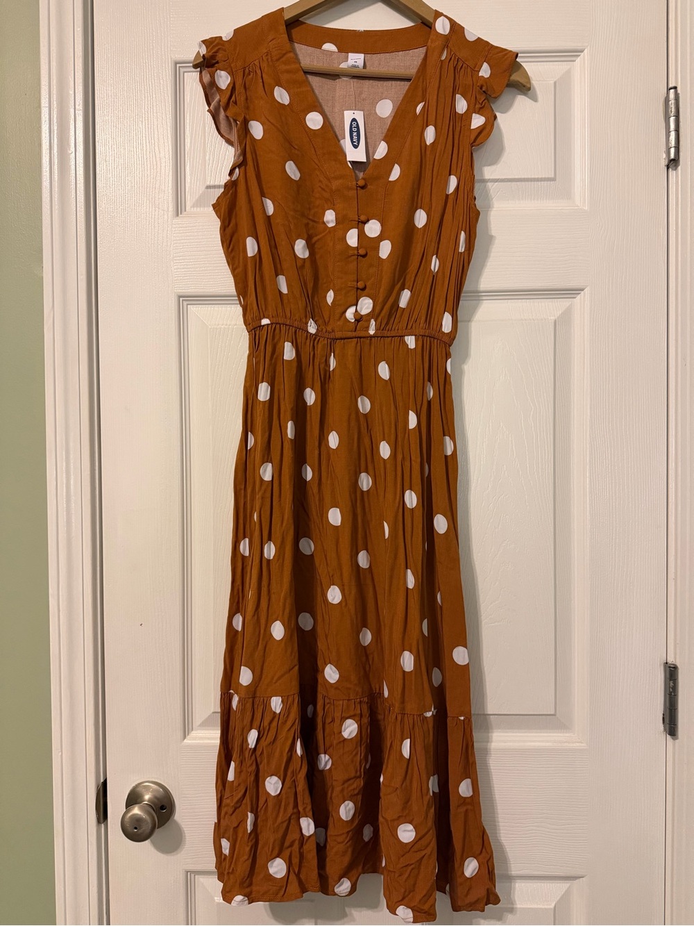 Old Navy Rust Midi Dress with White Polka Dots
